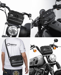 Motorcycle Handlebar Bag with Reflective Strips for Cruiser Softail Dyna Sportsters