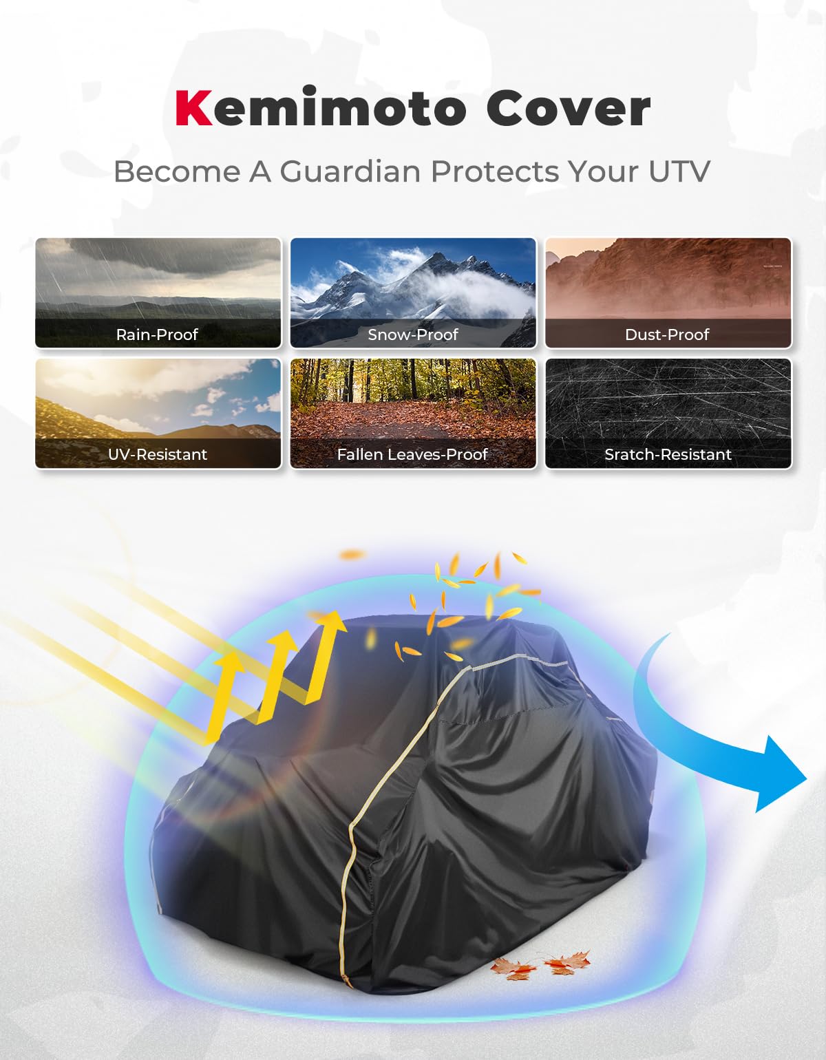 4-Seater UTV Cover for Polaris RZR/Ranger, ZForce 950 Sport 4 - Kemimoto