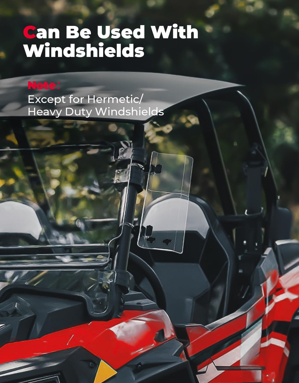 2PCS UTV Side Wind Deflectors For 1.5-2.2 inch Fit RZR, Maverick X3 - Kemimoto