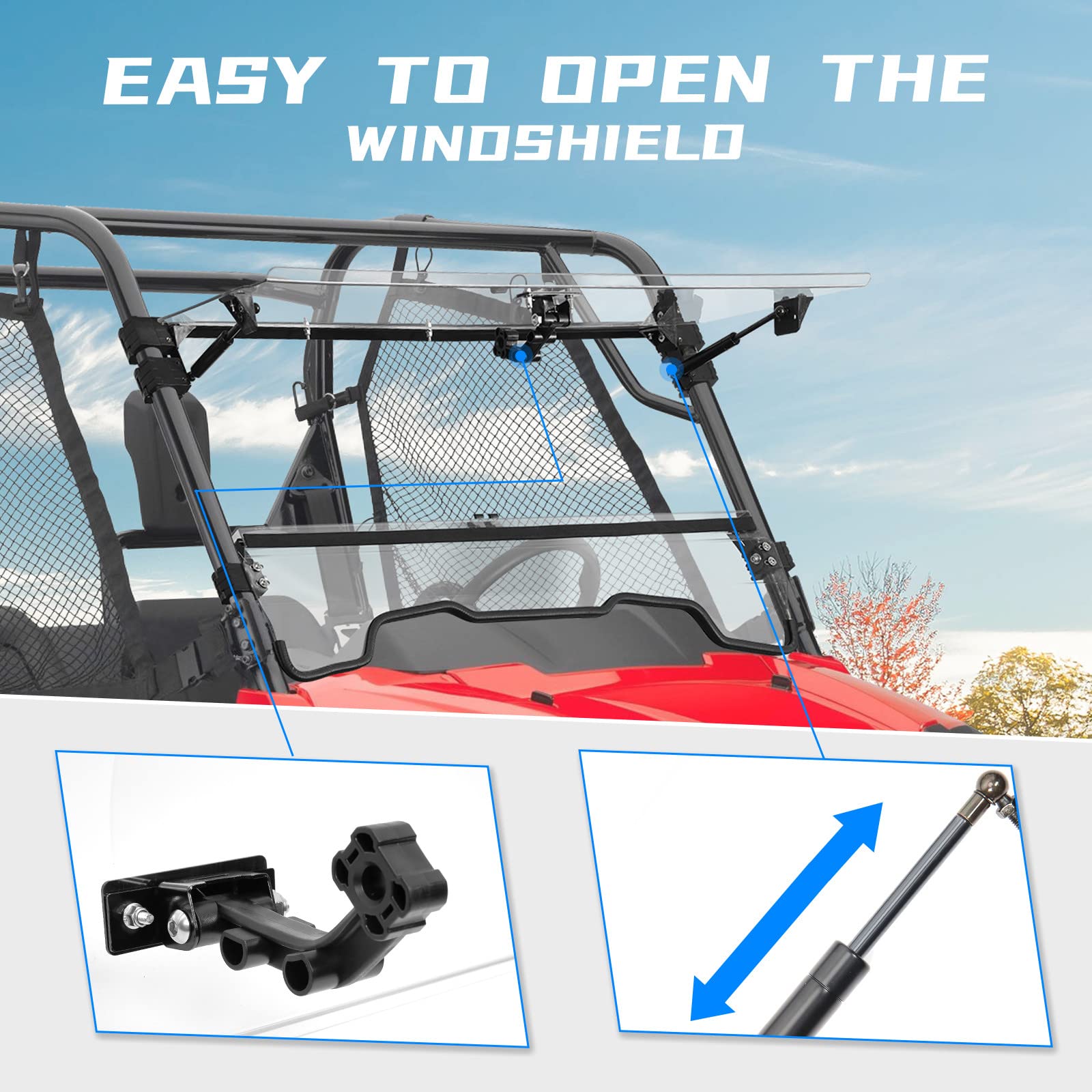 UTV 3-IN-1 Flip Windshield Fit Honda Pioneer 700 / 700-4