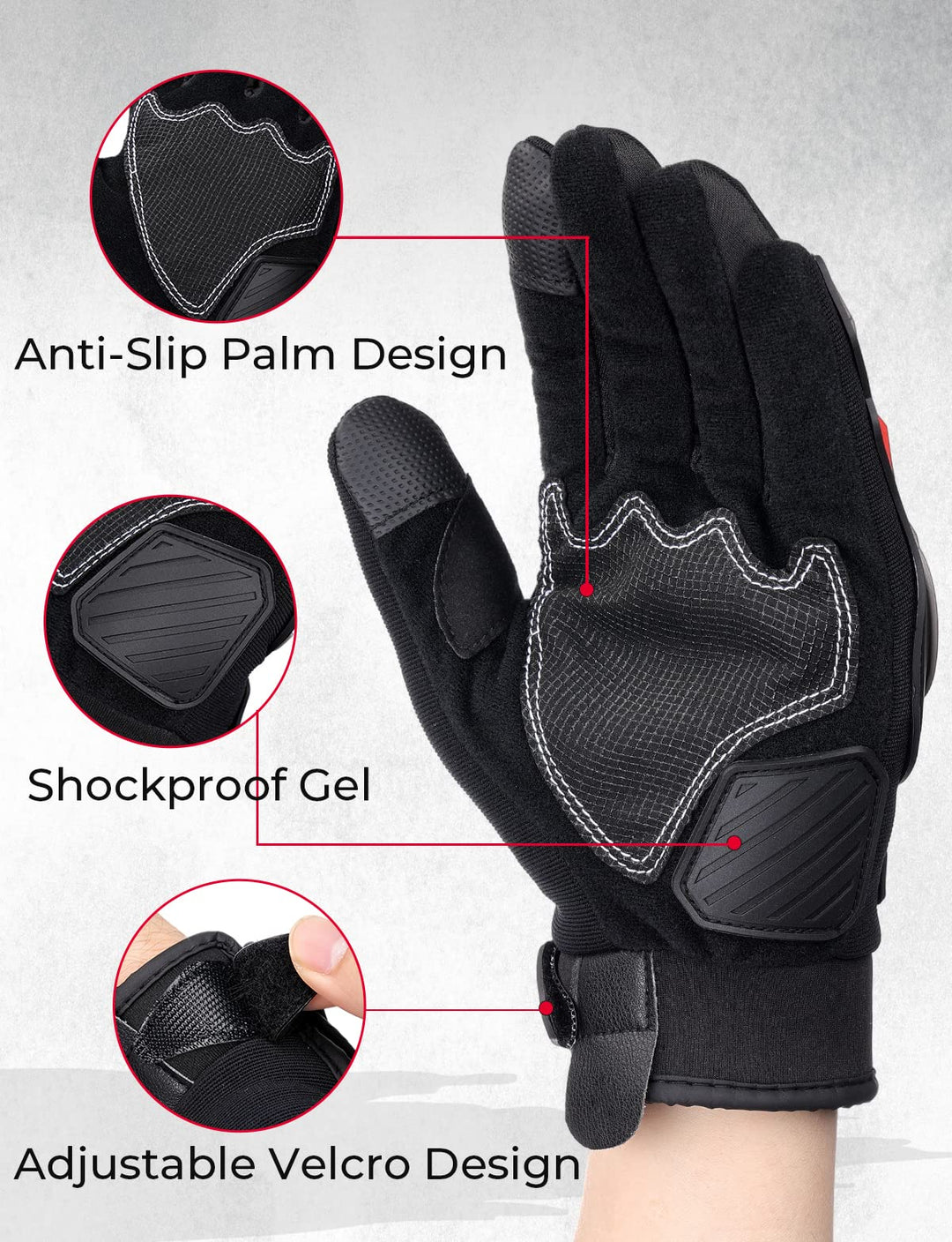 Motorcycle Touchscreen Riding Gloves with Hard Knuckle - Kemimoto
