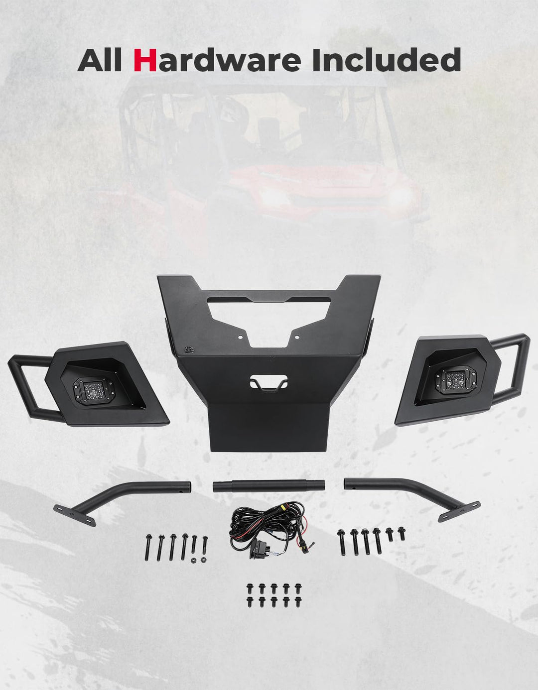 UTV Front Bumper with Lights for Pioneer 1000/ 1000-5/ 1000-6 - Kemimoto