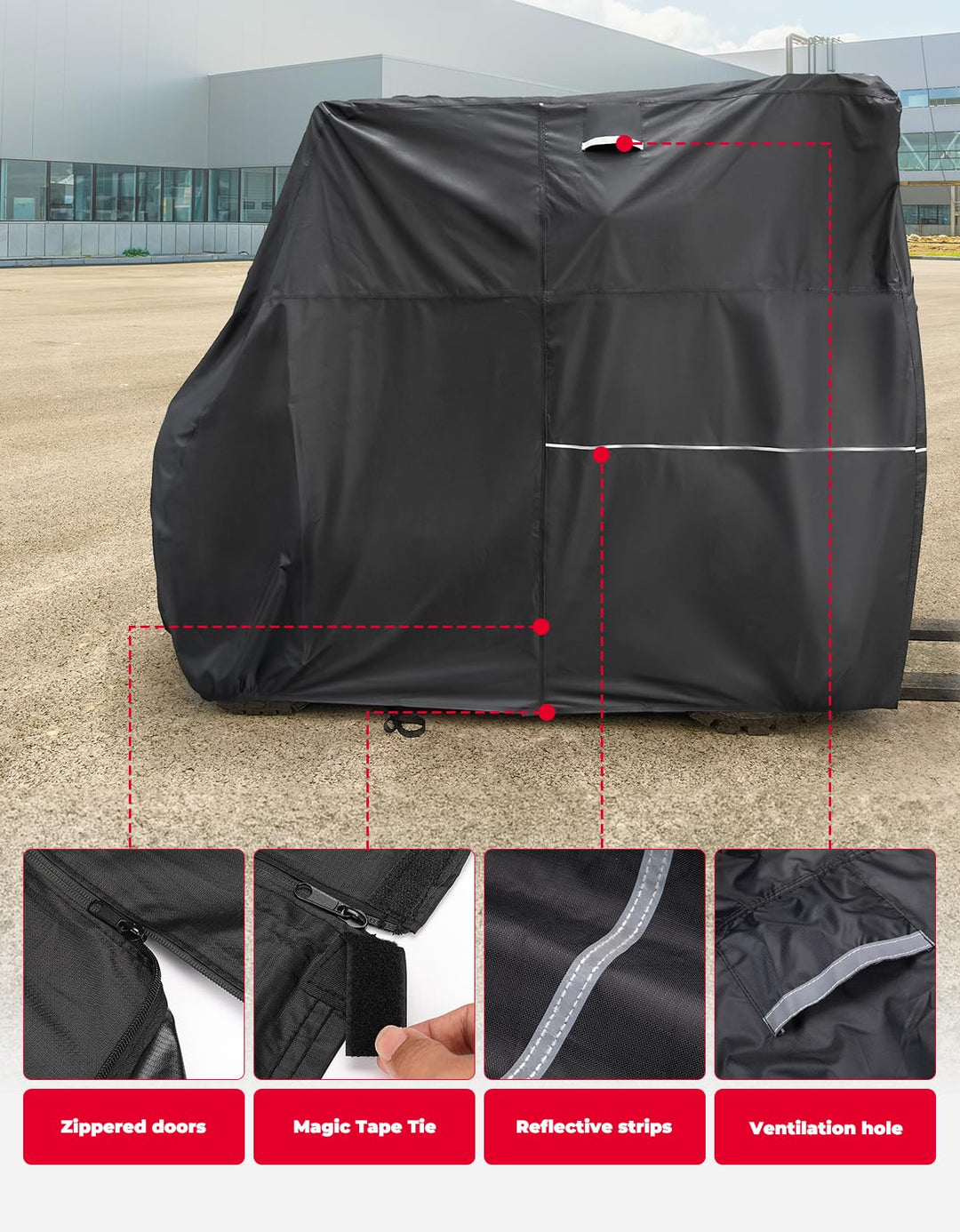 Forklift Storage Cover Side Zippered Hatch Heavy Duty 420D Oxford