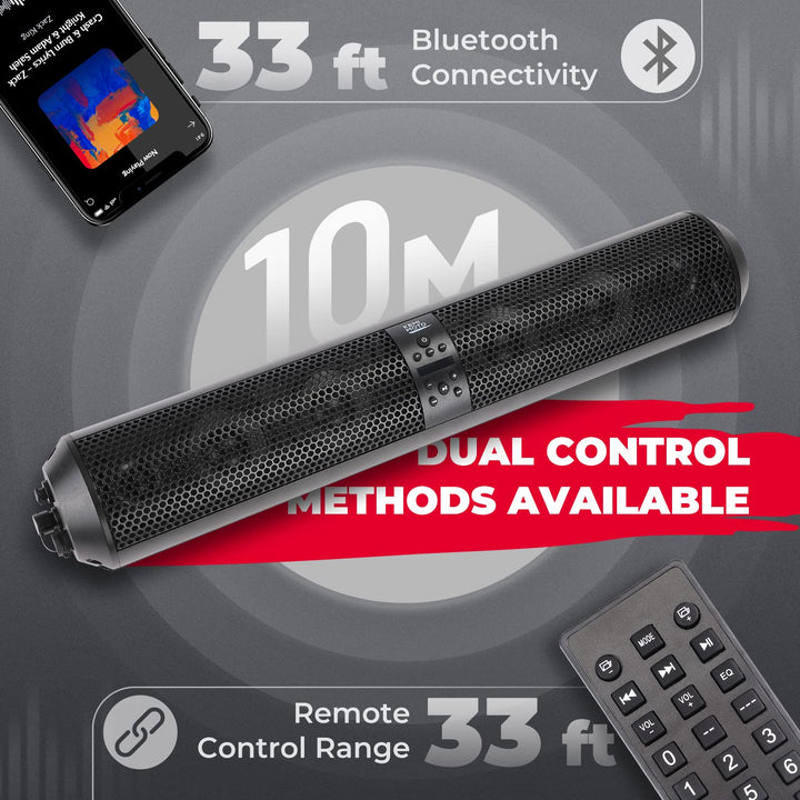 6 Speaker UTV Bluetooth Sound Bar, 28 Inches Wide, IPX5 Waterproof, Adapt to 1.56"-2.25" Roll Bar - Kemimoto