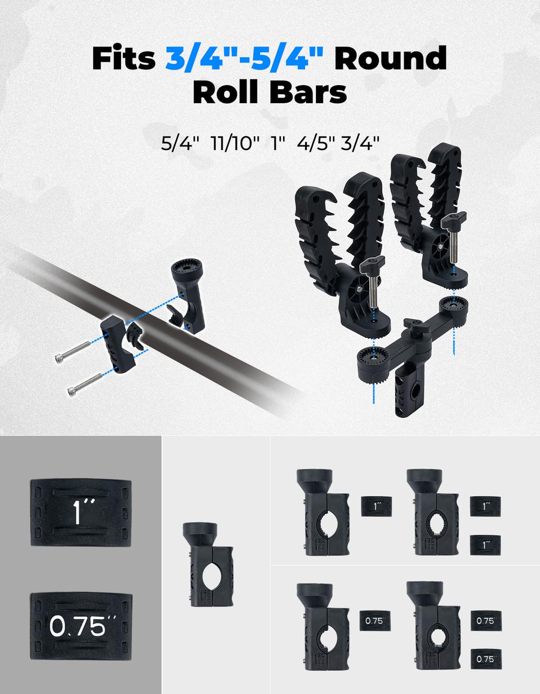 ATV Double Gun Bow Rack for 3/4"-5/4" round roll bars