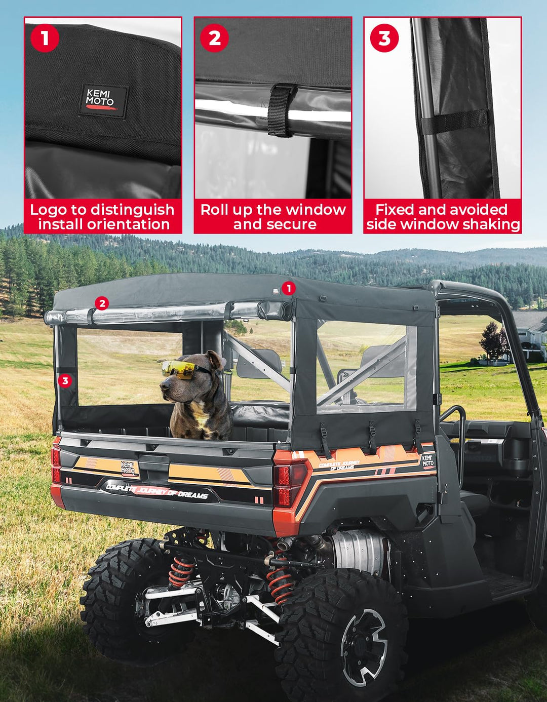 UTV Soft Cargo Camper Bed Cover Rack for Polaris Ranger - Kemimoto