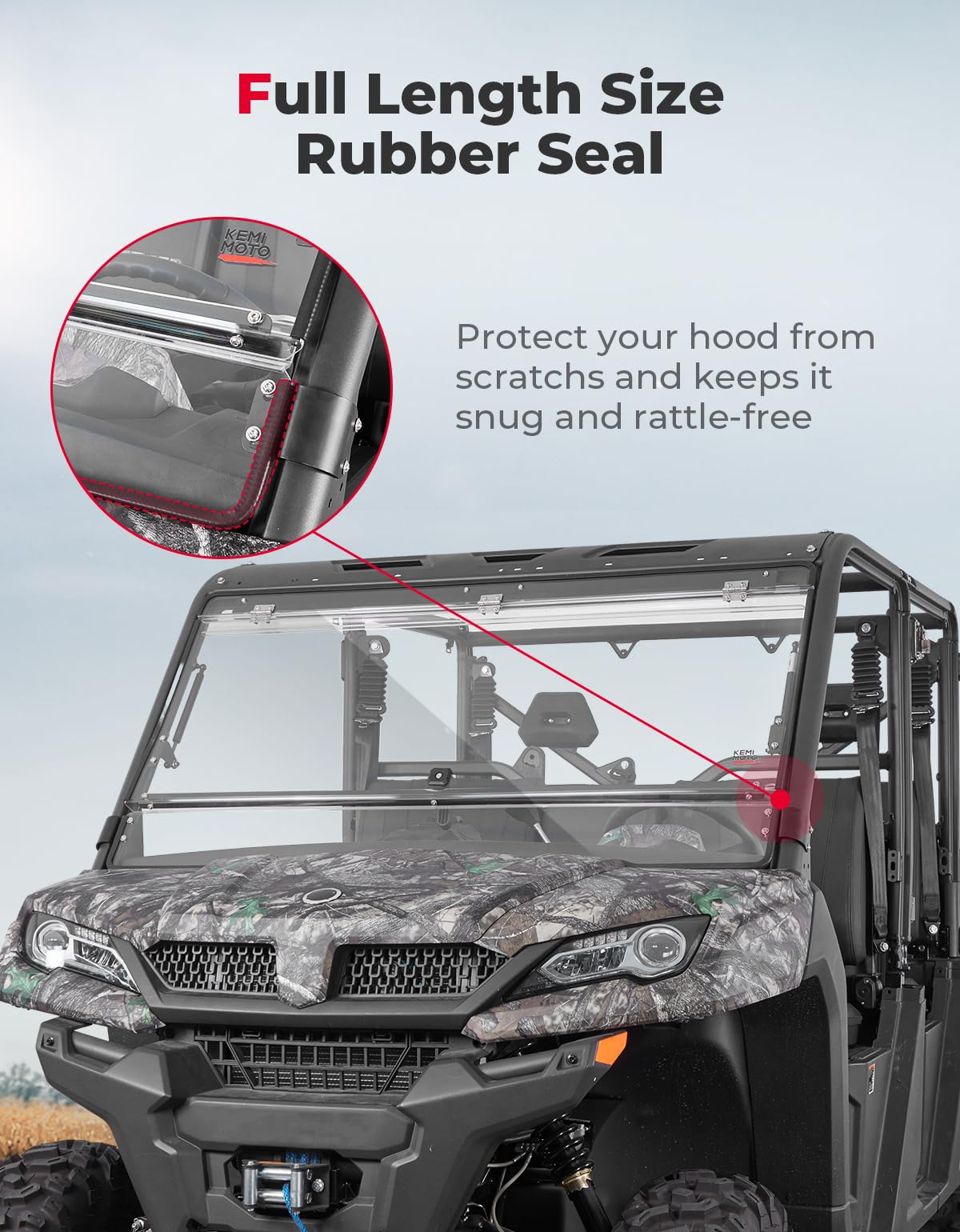 KEMIMOTO Vented Flip Front Windshield – Fits Kubota RTV 400 / 500 / 520 (2008-2024)