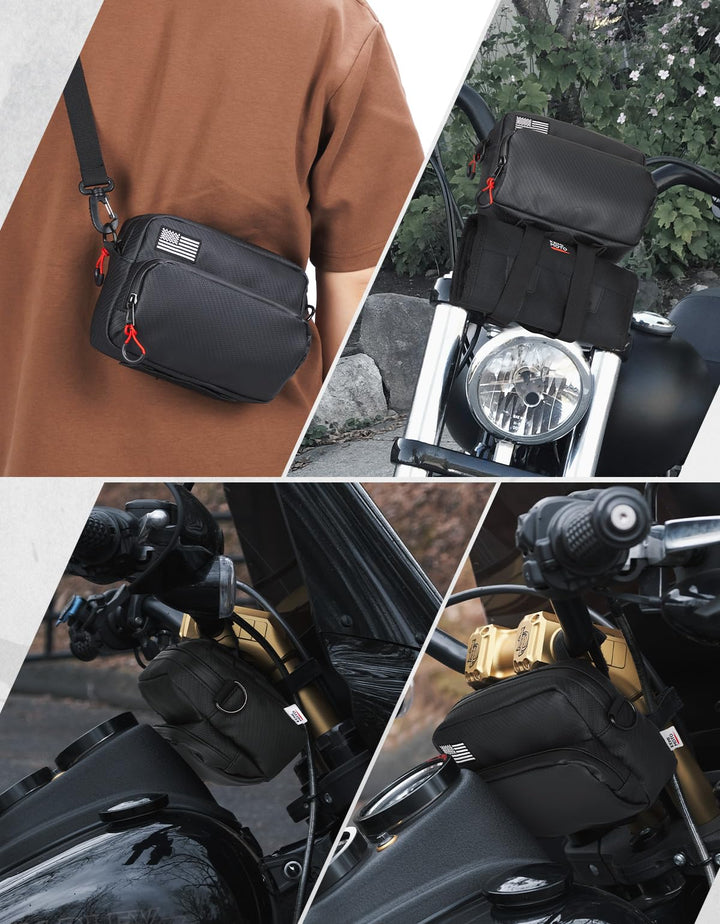 Motorcycle Handlebar Bag with Waterproof Cover