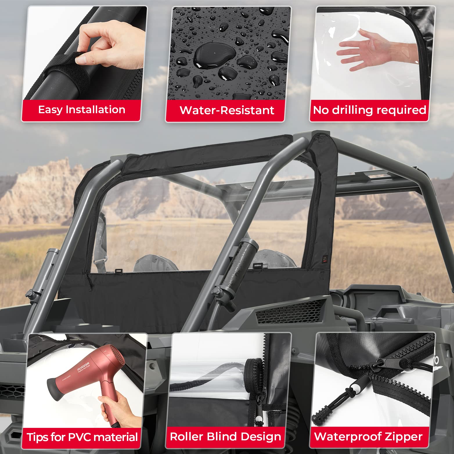 Polaris RZR XP 1000 Rear Windshield – Kemimoto