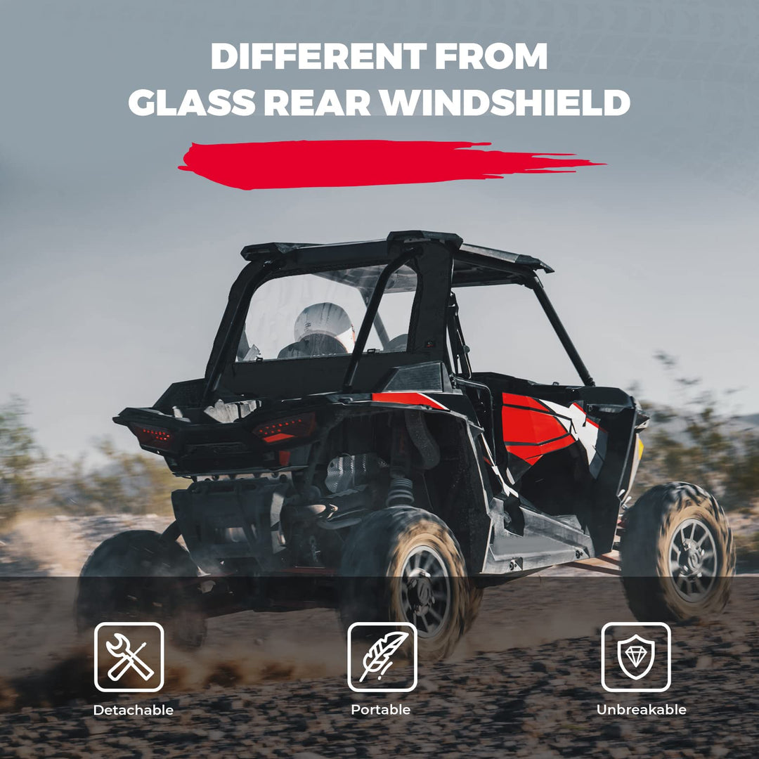 Clear Full Rear Windshield Compatible with Polaris RZR XP - Kemimoto