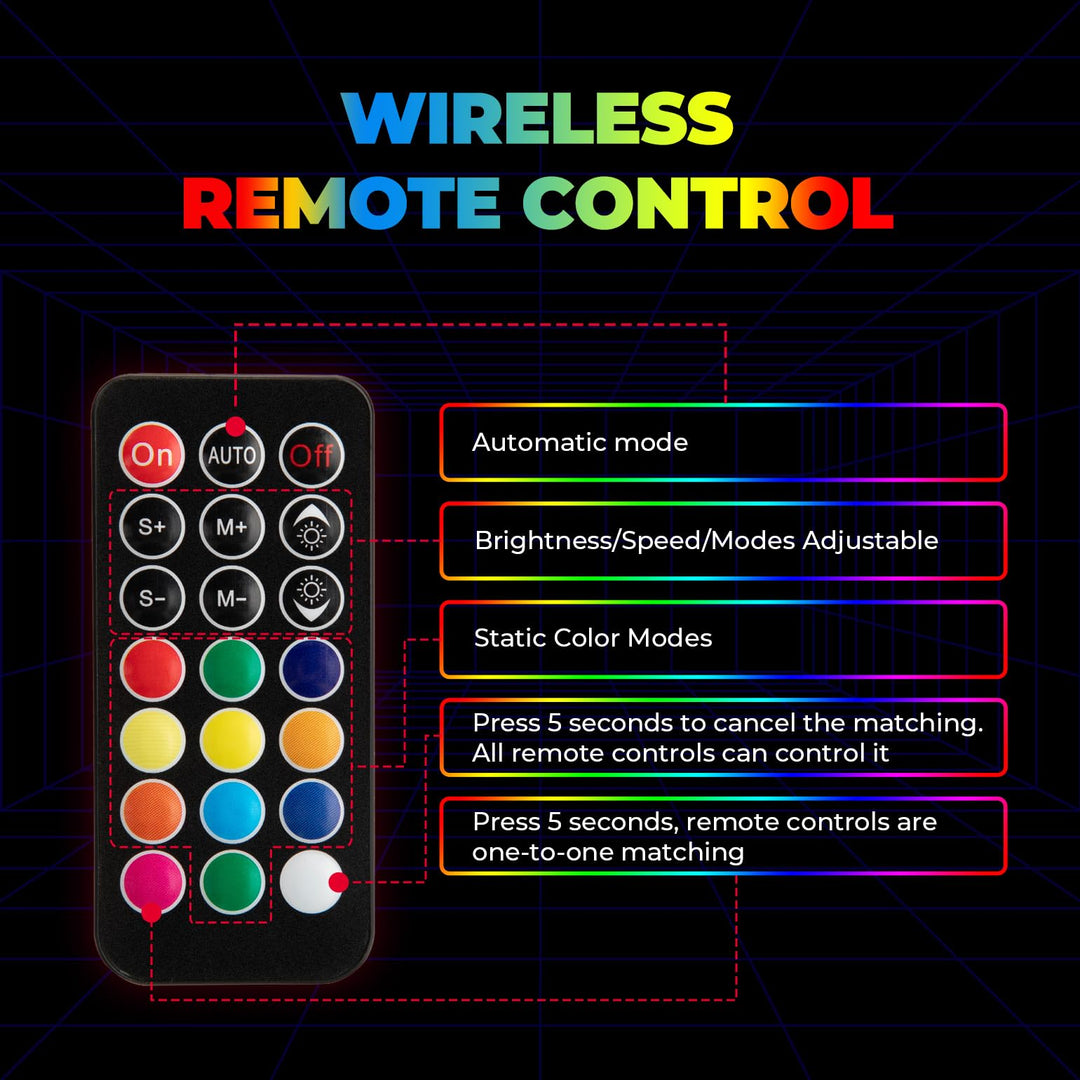 4FT 2PCS Spiral Whip Light Bluetooth Control - Kemimoto