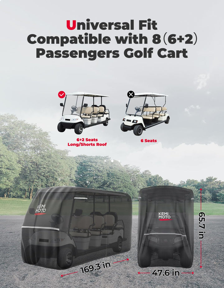 600D Waterproof Cover for EZGO Club Car 8 Passenger - Kemimoto