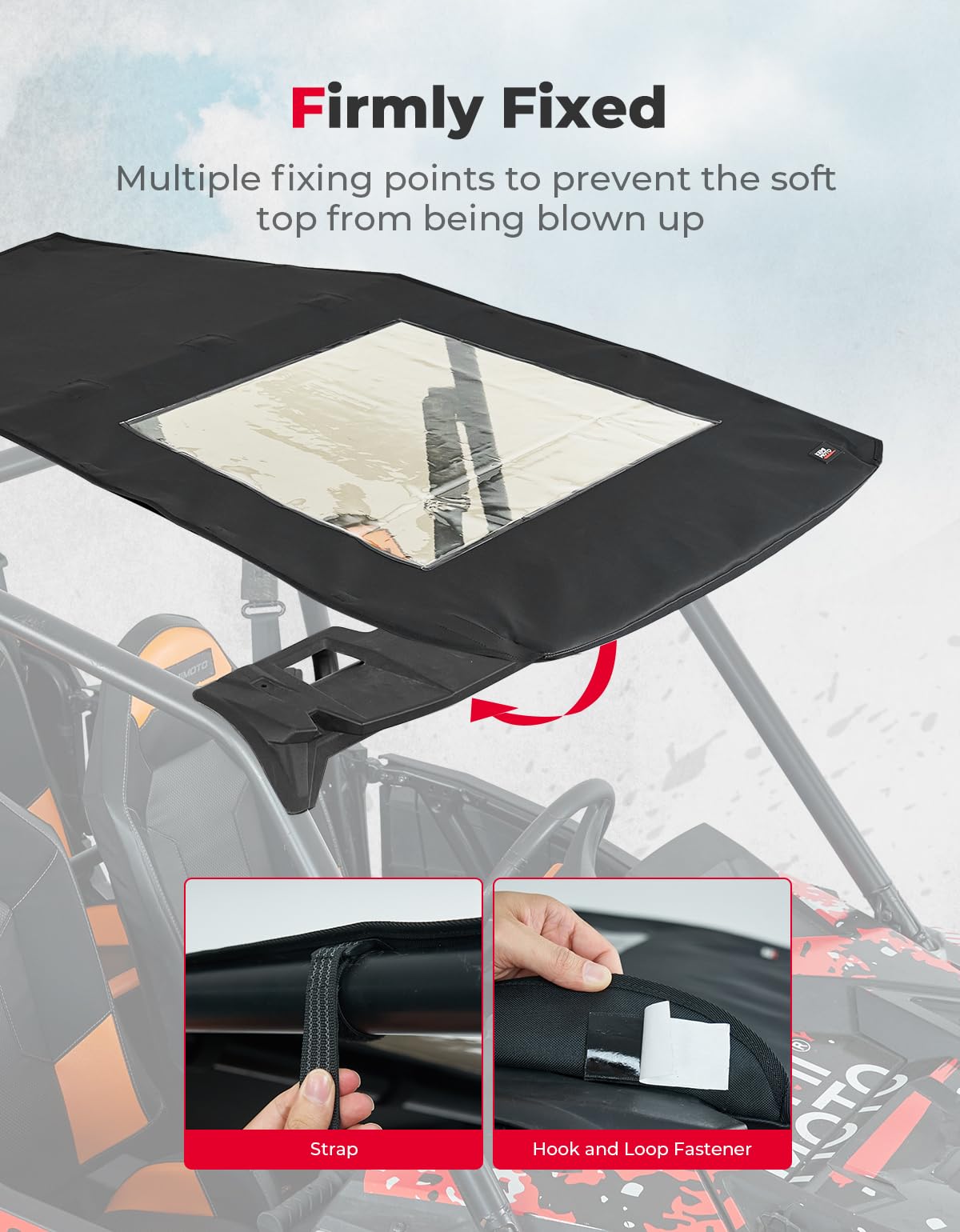 Waterproof Soft Roof Top for Polaris RZR XP 4 1000/4 Turbo / 4 900