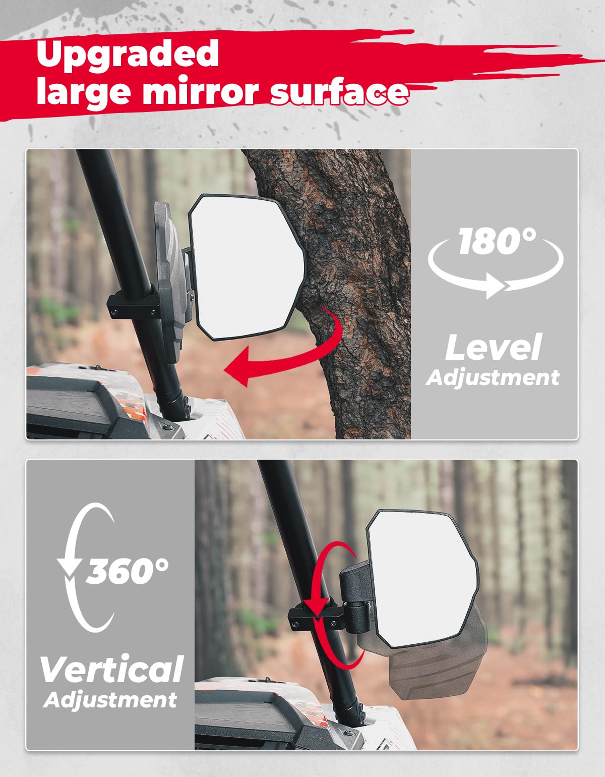 UTV Large View Side Mirrors For RZR /Turbo Pioneer/Talon /Kawasaki - Kemimoto