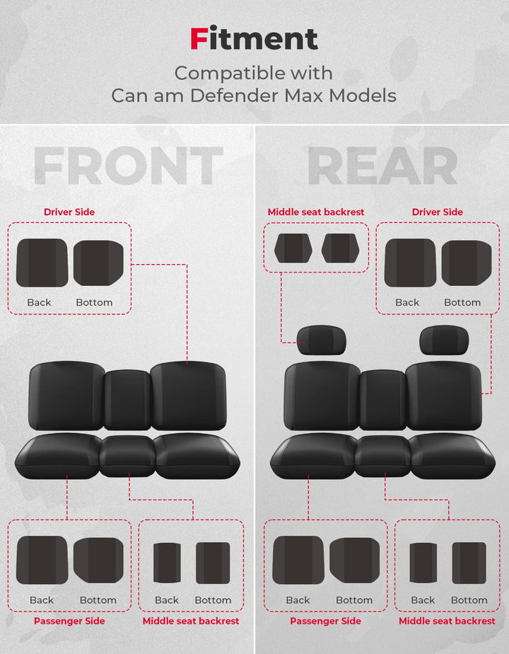 Waterproof Repellent UTV Seat Cover for Can-Am Defender Max - Kemimoto