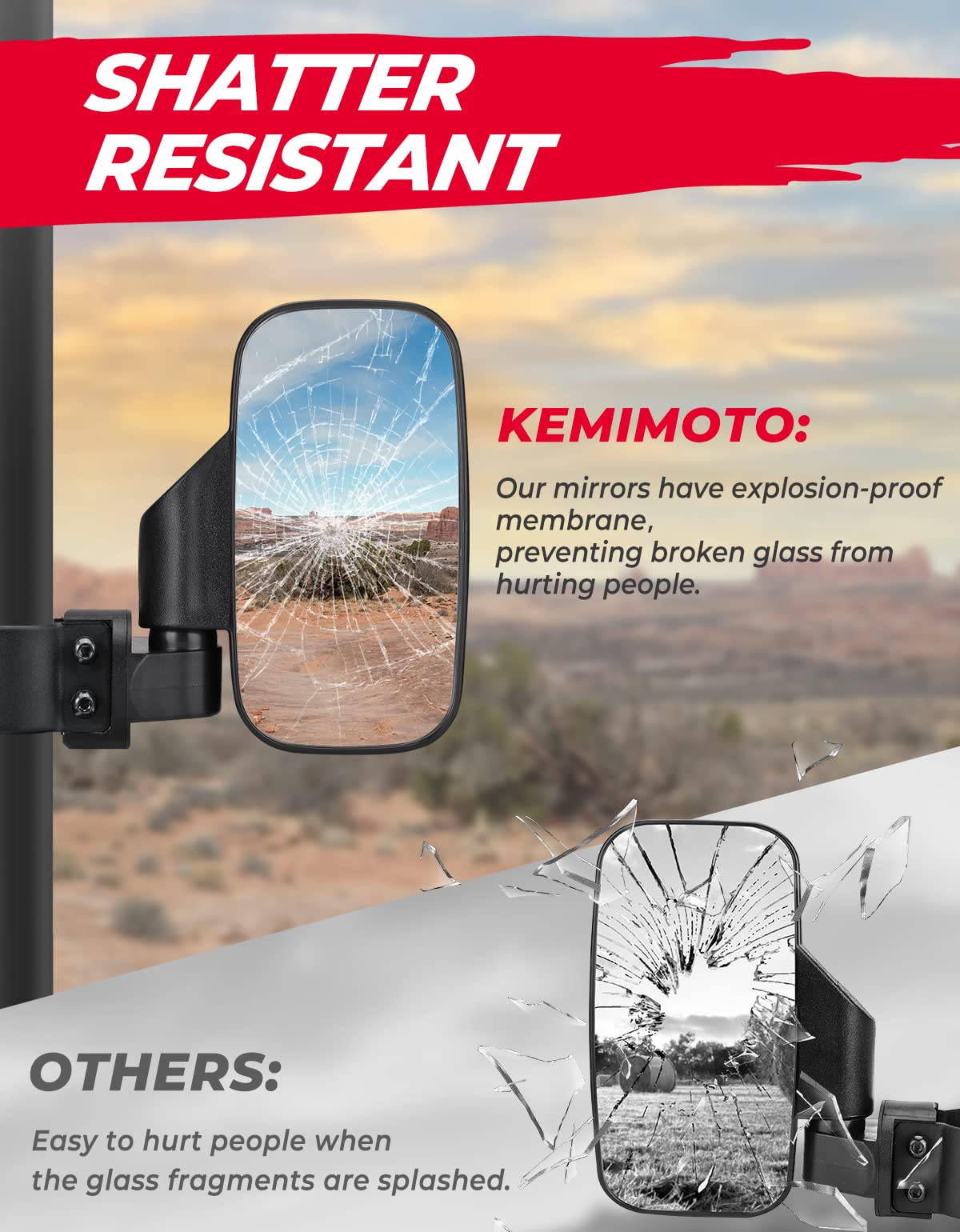 Side Mirrors For UTV – Kemimoto