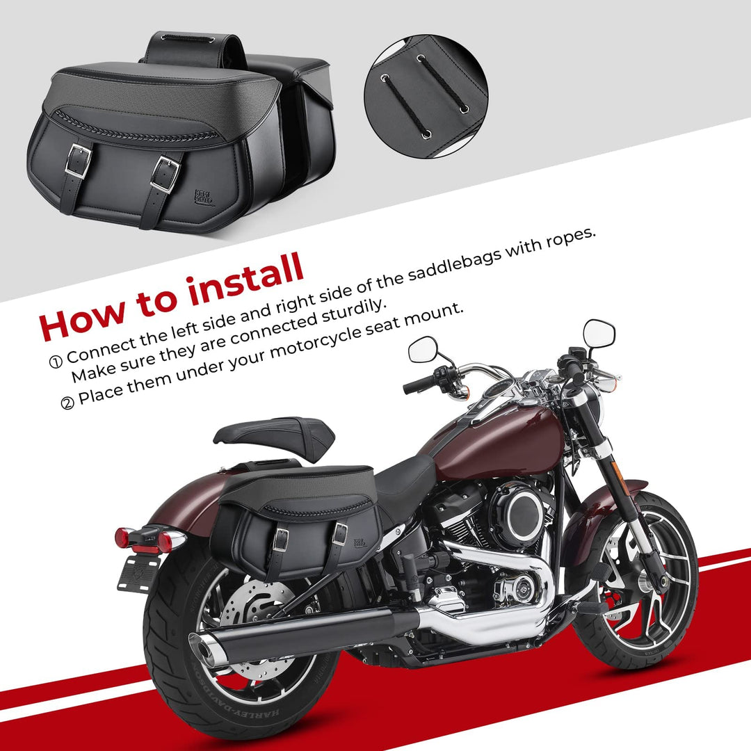 Motorcycle Synthetic Leather Saddlebags for Harley - Kemimoto