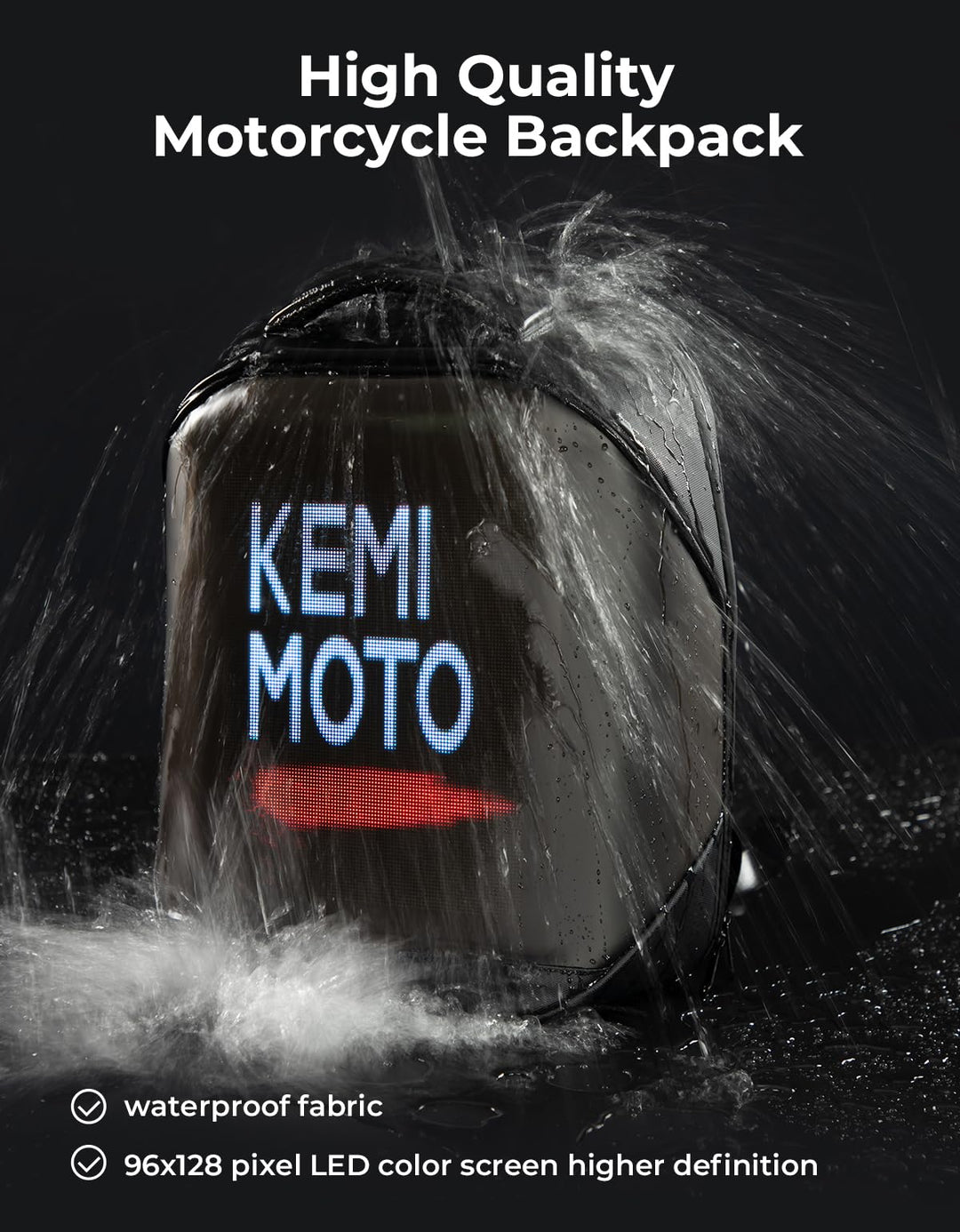 LED Backpack with DIY Programming for Motorcycle Travel and Camping - Kemimoto