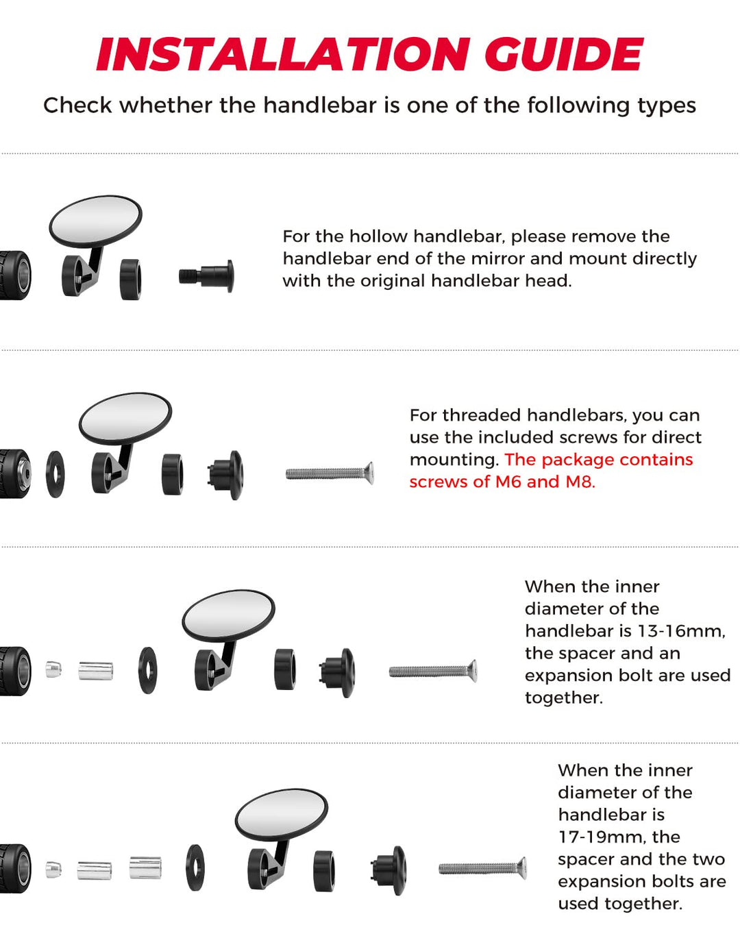 Motorcycle Bar End Mirrors - Kemimoto