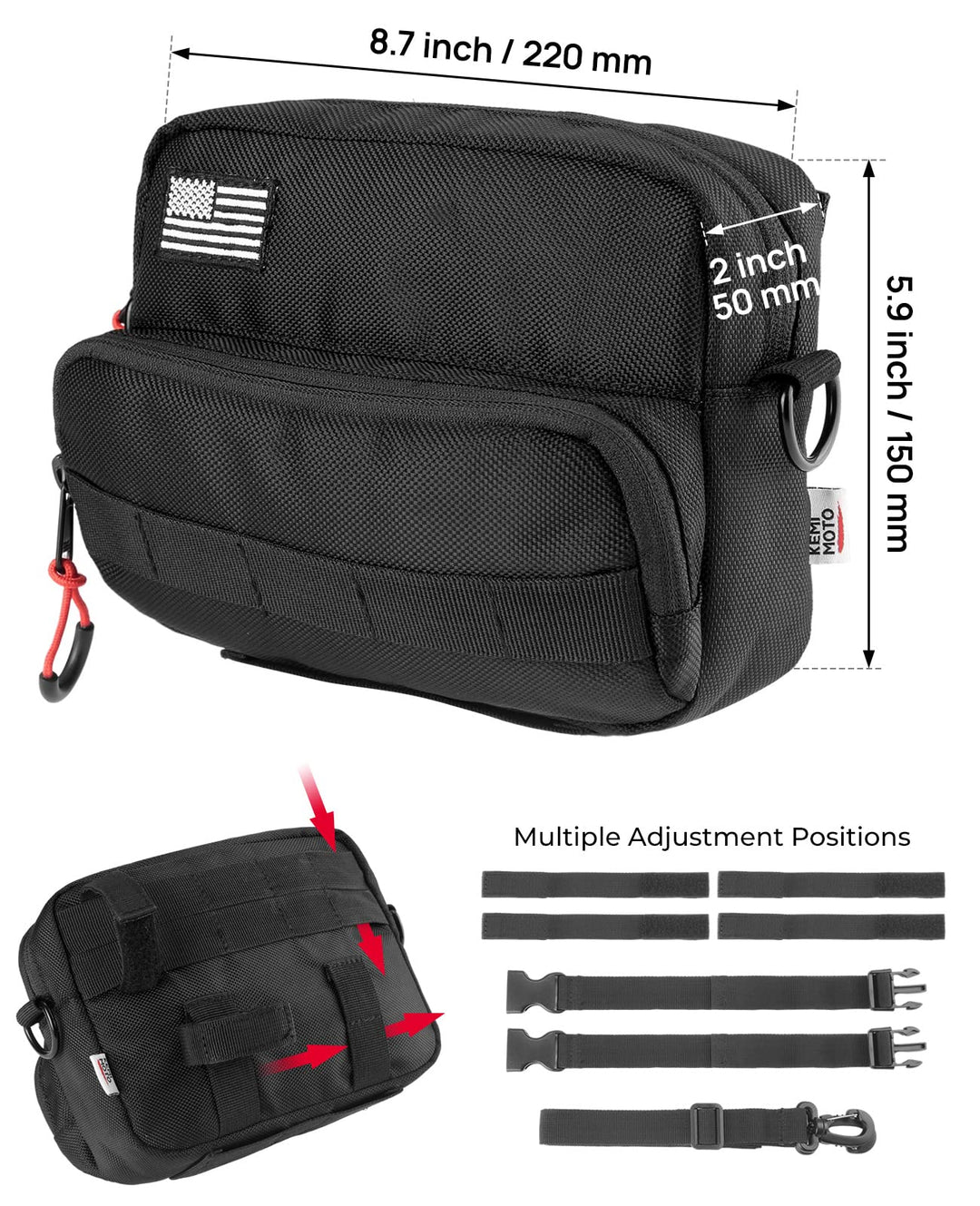 Motorcycle Handlebar Bag fit Cruiser Softail Dyna Sportsters - Kemimoto