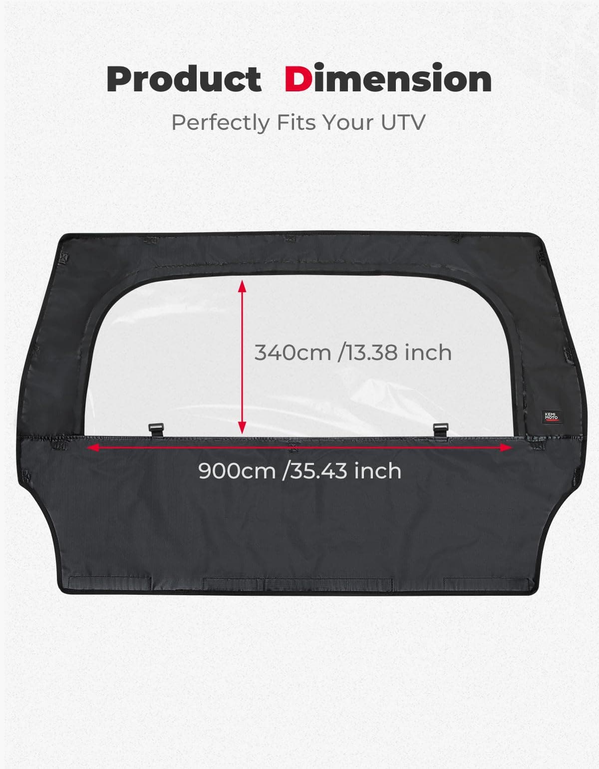 UTV Rear Windshield with Zipper for Polaris RZR 570, RZR Trail 570, 800, S 800, 900 - Kemimoto