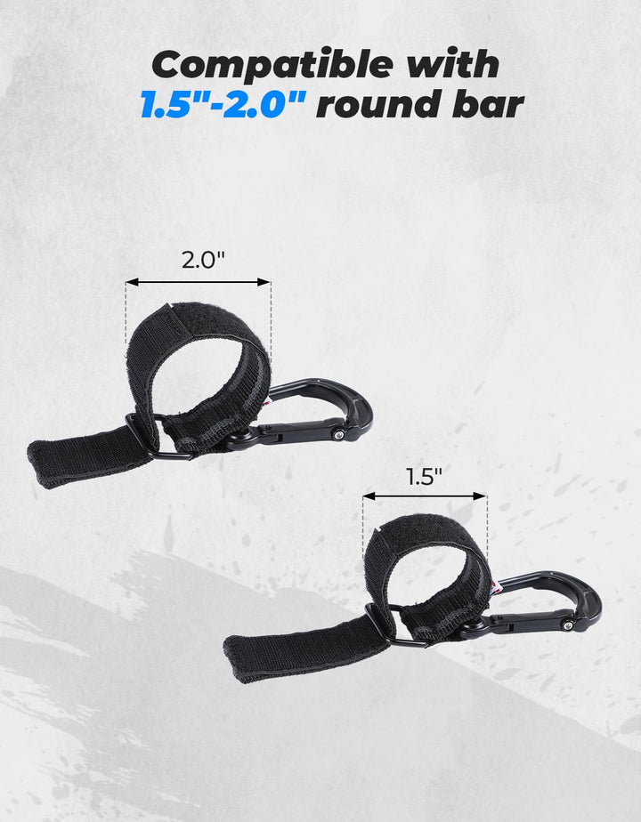 2 pcs UTV Helmet Hanger Hook fits 1.5" -2.0" Roll Bar for Polaris RZR, Can Am - Kemimoto