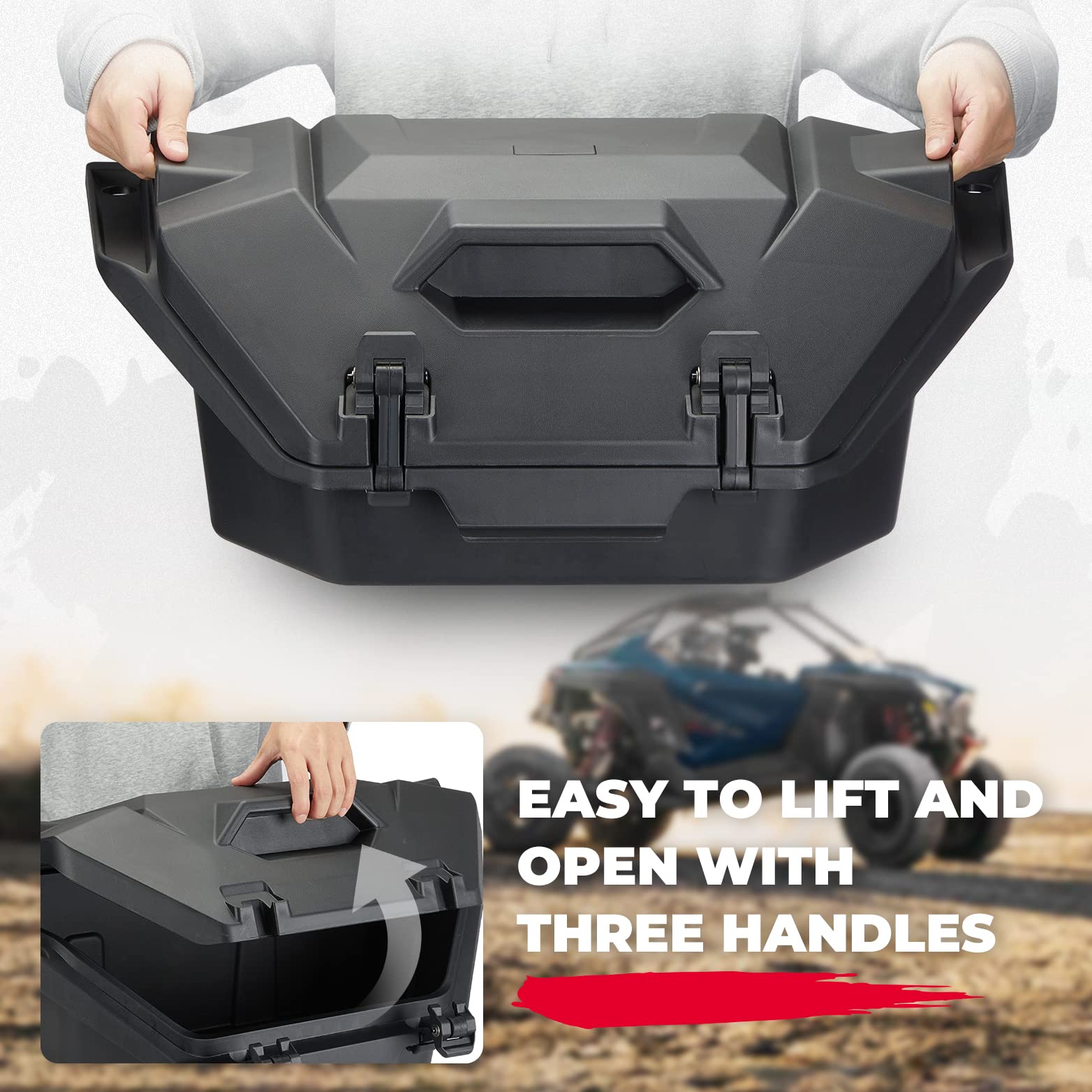36L Rear Cargo Box with Two Lockable Latches Fit Polaris RZR PRO R - Kemimoto