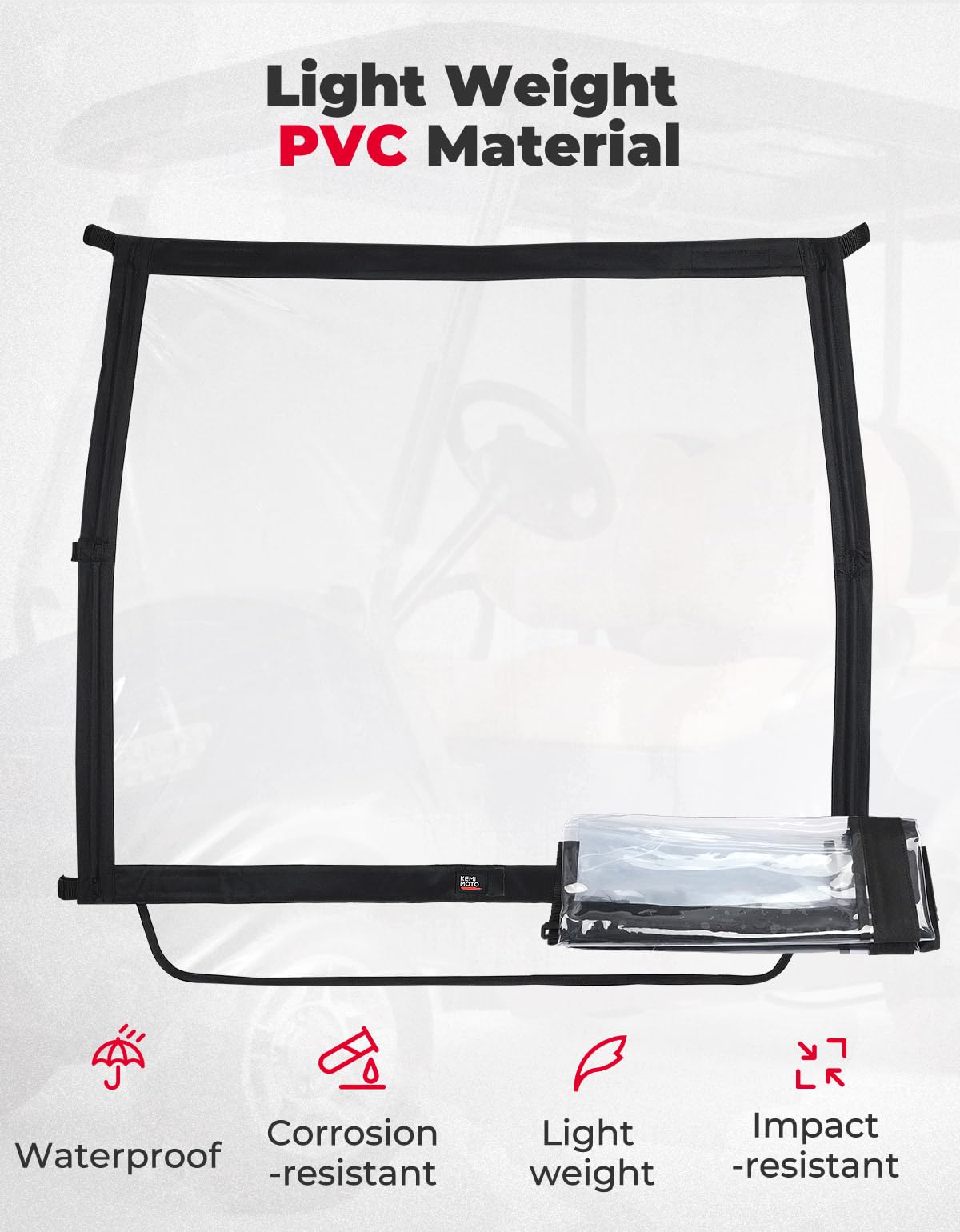 Foldable Golf Cart Windshield - Kemimoto