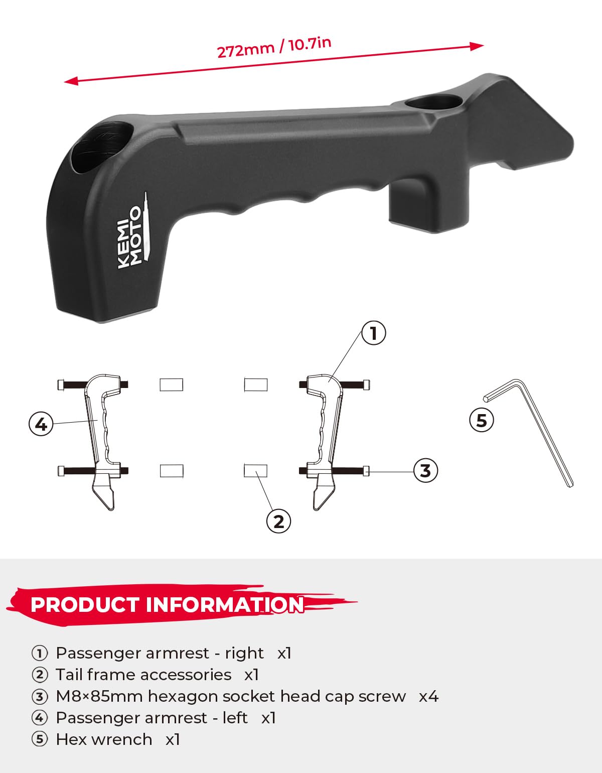Rear Passenger Grab Bar for Grom 2022-2024 - Kemimoto