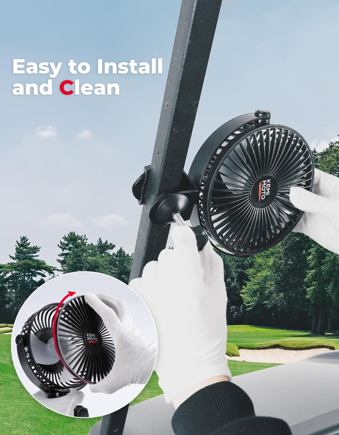 Long Battery Life 5 Speeds Fan with Clip for EZGO Club Car Drive - Kemimoto