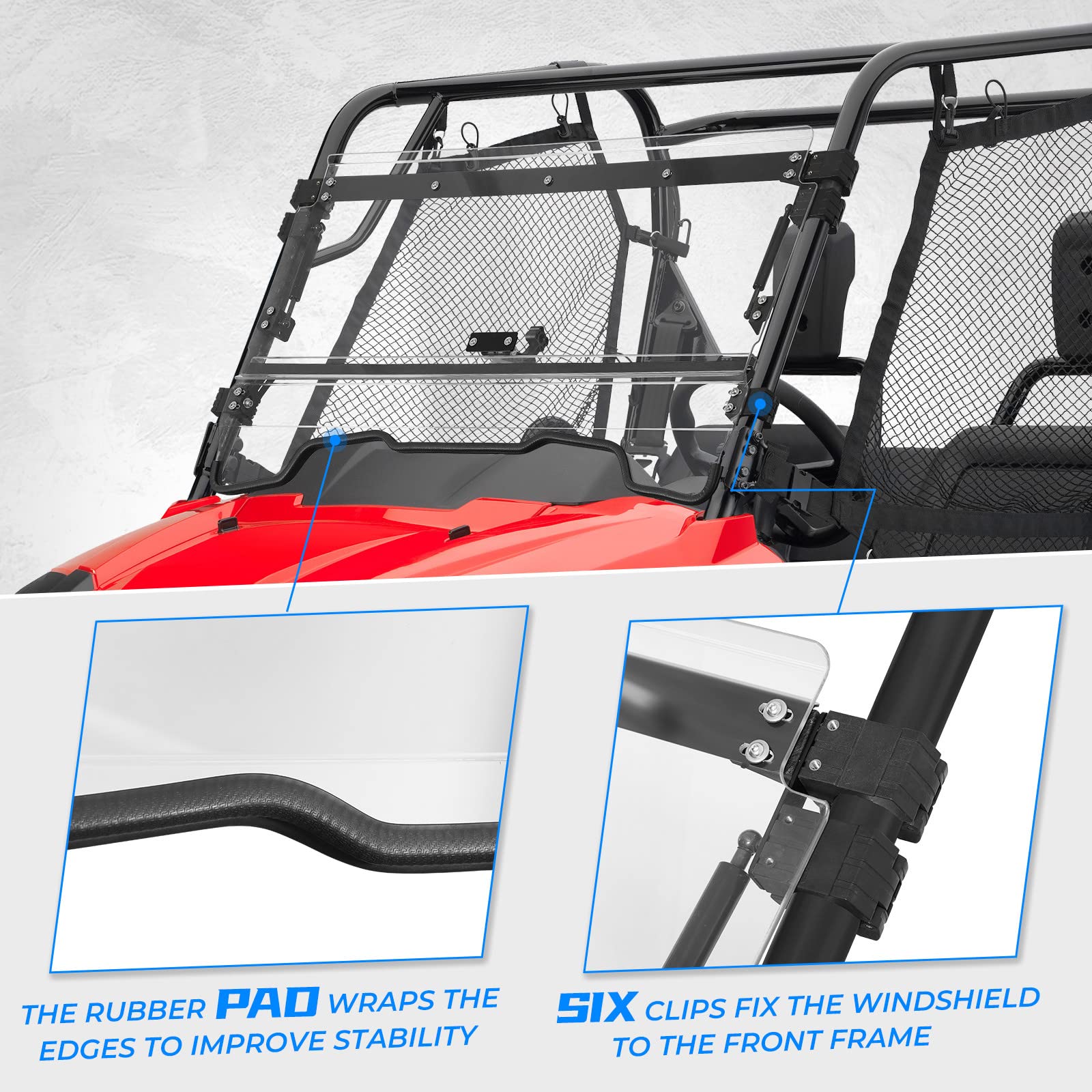 UTV 3-IN-1 Flip Windshield Fit Honda Pioneer 700 / 700-4