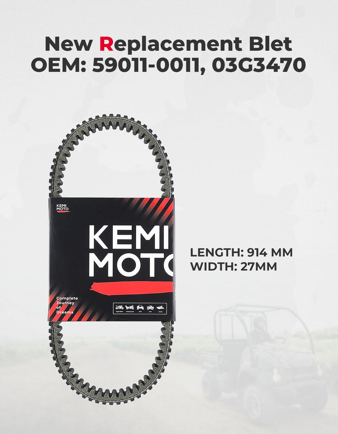 UTV Drive Belt for Kawasaki KAF400 Mule 600 610 / Mule SX - Kemimoto