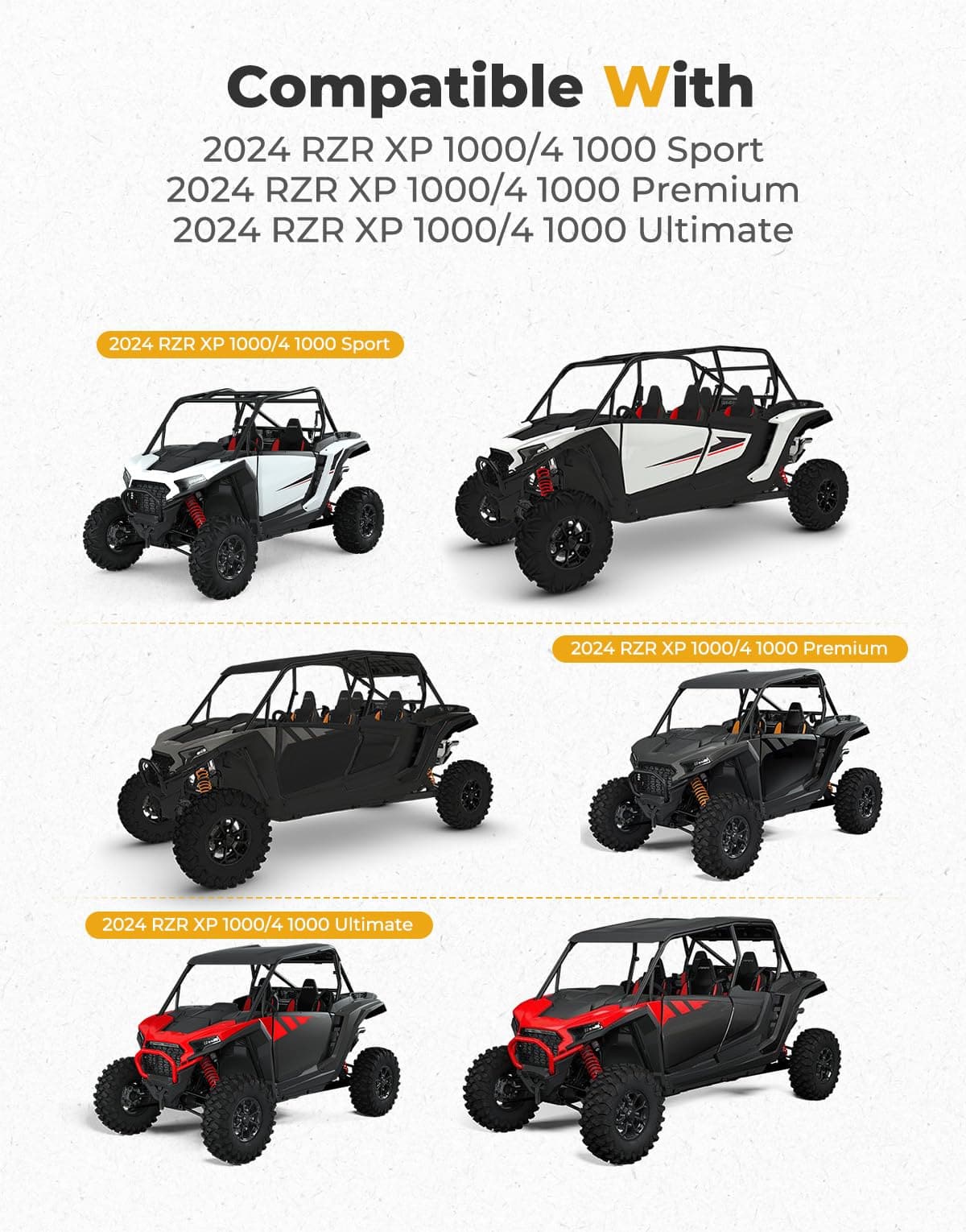Rear Soft Windshield for Polaris RZR XP 1000 / XP 4 1000 2024-2025 - Kemimoto