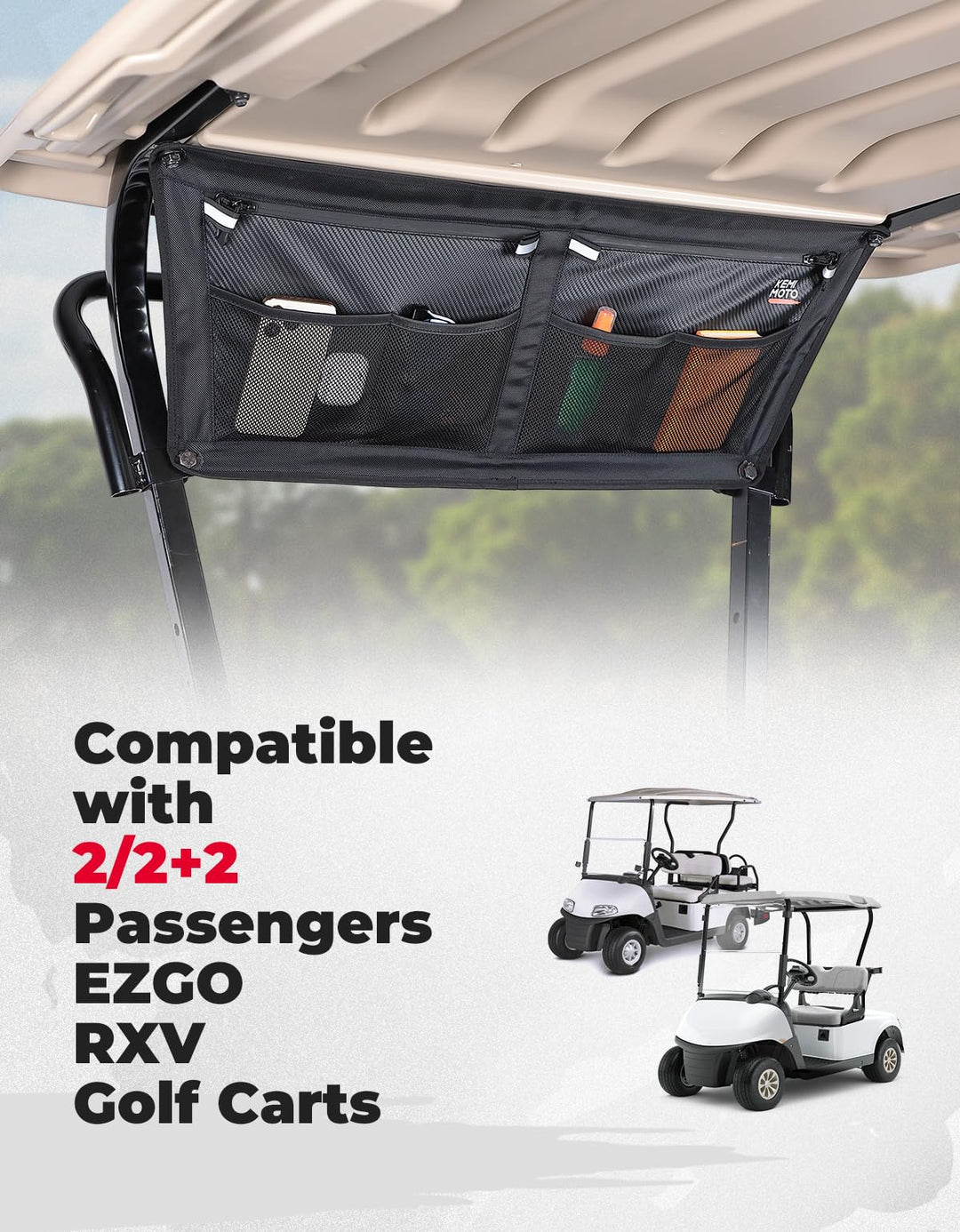 Overhead Storage Bag for EZGO RXV Golf Cart - Kemimoto