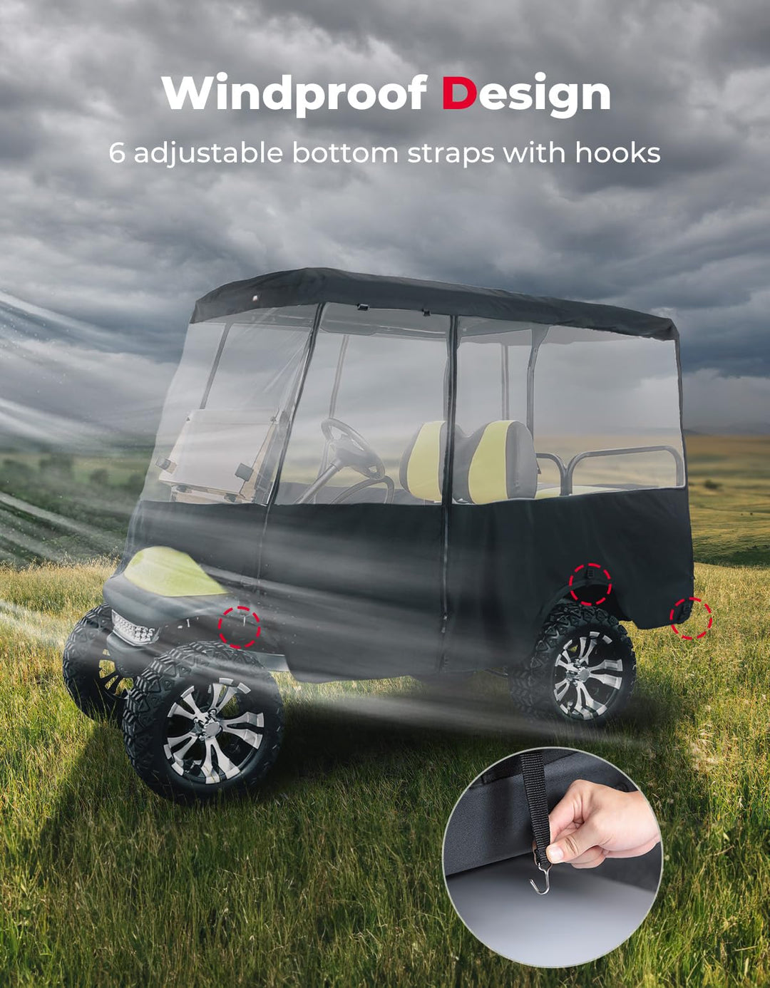 600D Enclosure Extended Roof for EZGO, Club Car Precedent/Onward/Tempo - Kemimoto