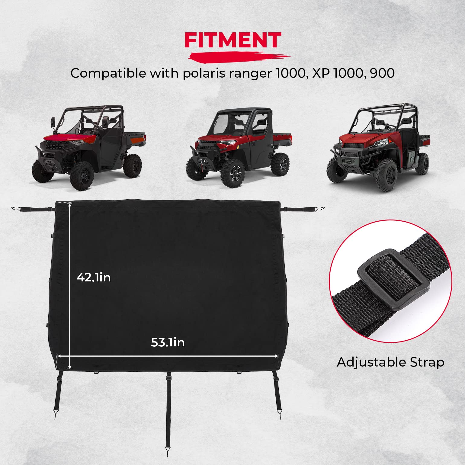 UTV Cargo Bed Cover for Polaris Ranger XP 1000 / Crew Kemimoto