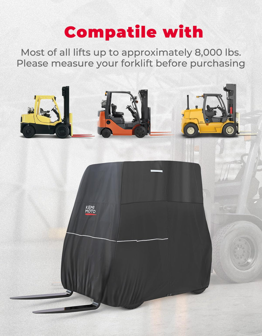 Forklift Storage Cover Side Zippered Hatch Heavy Duty 420D Oxford