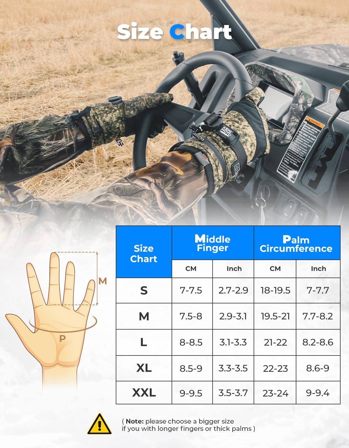 Camo Hunting Heated Gloves with 2 Rechargeable Battery Packs - Kemimoto