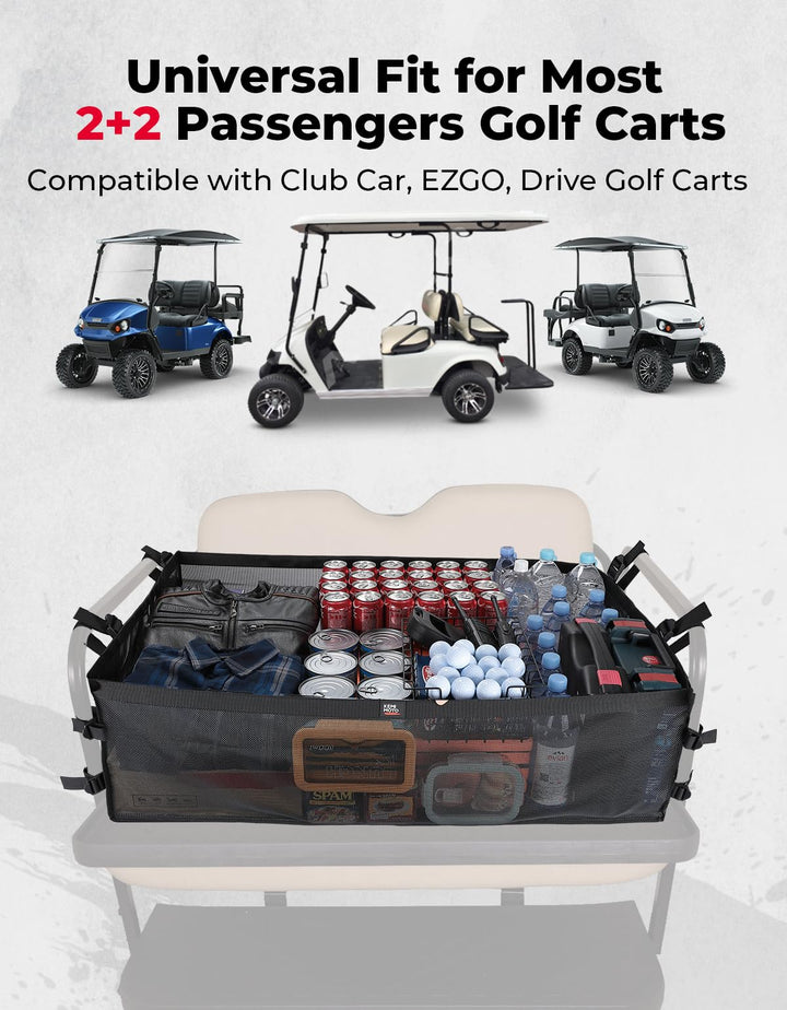 4 Passenger Cargo Net for Club Car, EZGO, Drive Golf Carts - Kemimoto