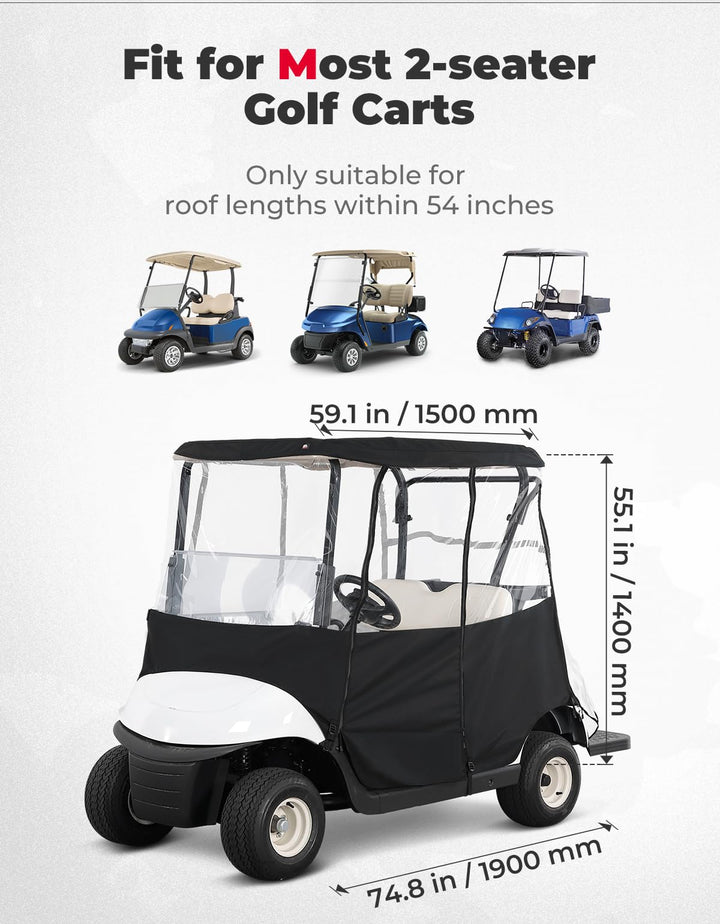 600D Rain Cover Golf Cart Enclosure 2 Passenger - Kemimoto