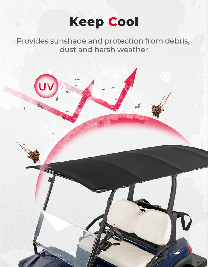 Canvas Universal Sun Top, 85" Extended Golf Cart Roof - Kemimoto