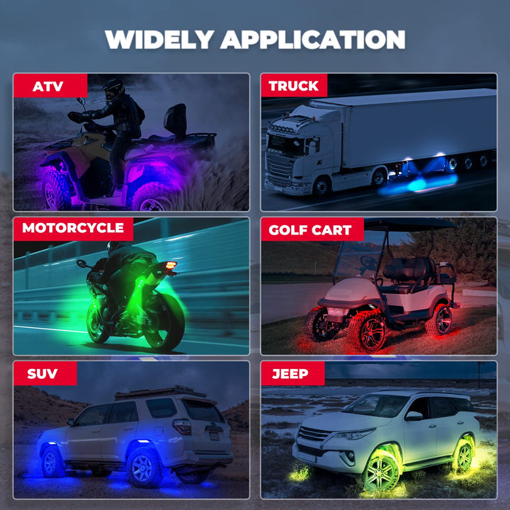 UTV 8 Pod Rock Light Kit & 5FT Whip Lights for Polaris / Can-am / Kawasaki / Honda - Kemimoto