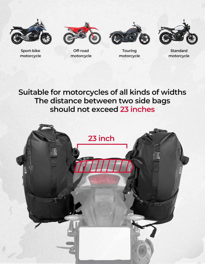 38L Universal Motorcycle Saddlebags for Sportster, Softail, Dyna - Kemimoto
