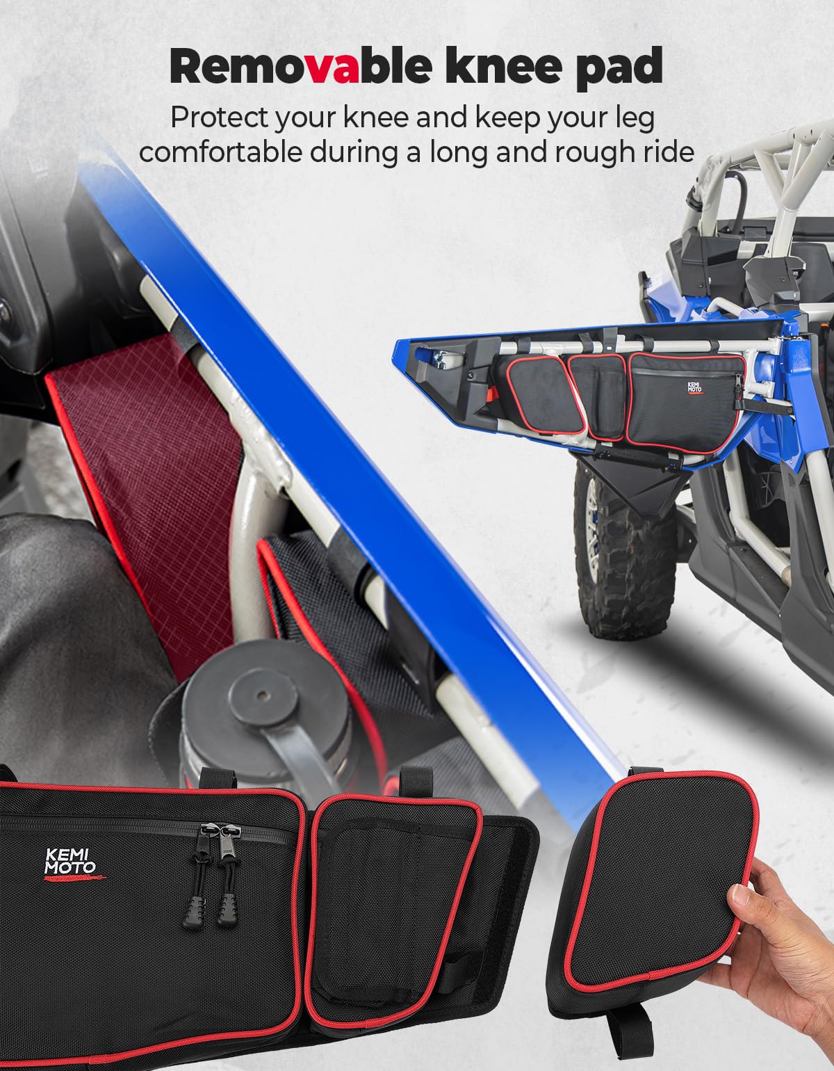 Front and Rear Door Bags for Can-Am Maverick X3 Max - Red - Kemimoto