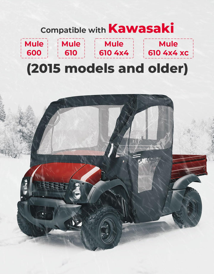 Soft Cab Enclosure Doors for Kawasaki Mule 600 610 (2015 models and older) - Kemimoto