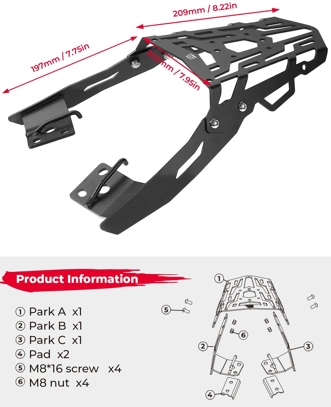 Motorcycle Rear Tail Storage Rack for Navi 2022-2024
