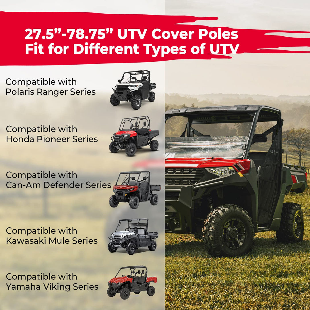 UTV Cover Support Poles with Metal Tripod Base For Can-Am, Polaris, Kawasaki - Kemimoto