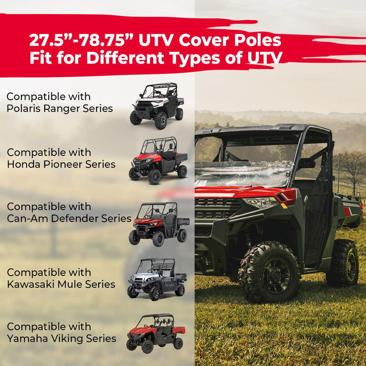 UTV Cover Support Poles with Metal Tripod Base For Can-Am, Polaris, Kawasaki - Kemimoto