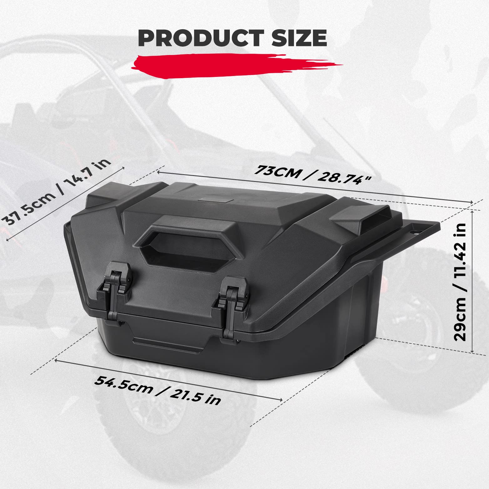 36L Rear Cargo Box with Two Lockable Latches Fit Polaris RZR PRO R - Kemimoto