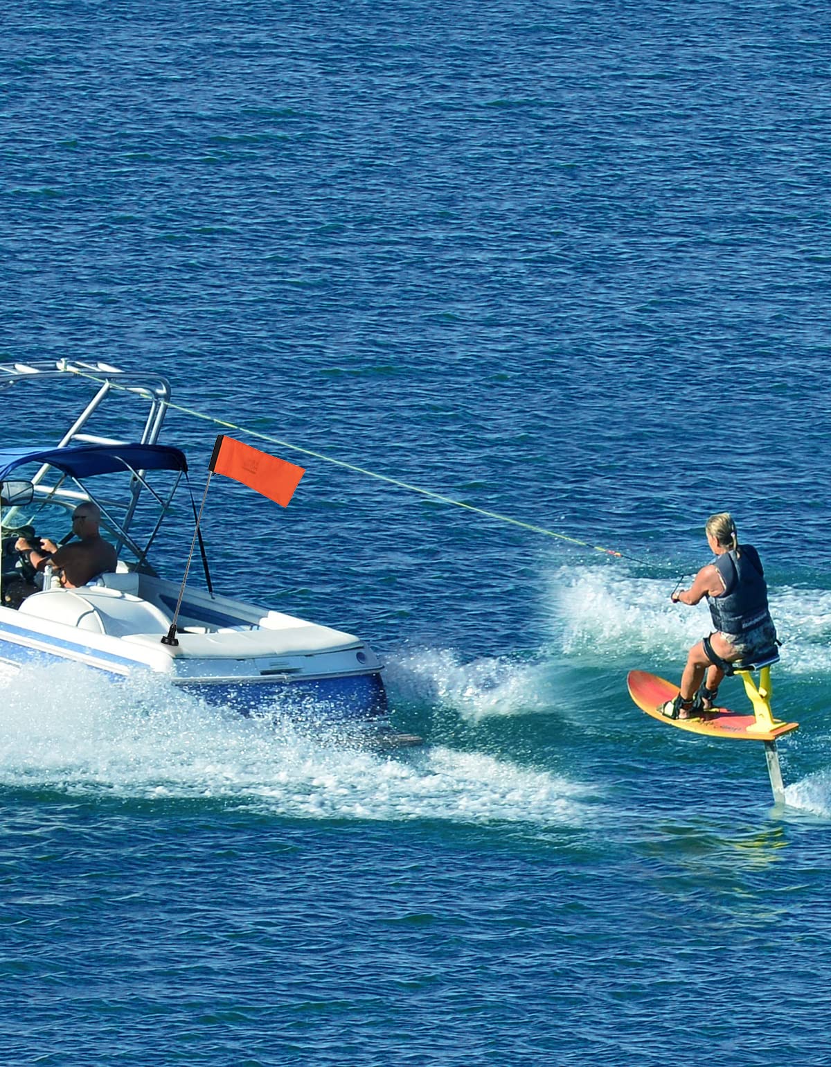 Kemimoto Orange Boat Flag, Kayak Flag with Storage Bag - Kemimoto